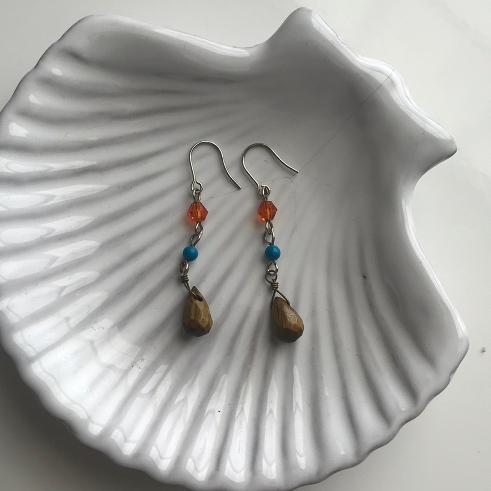 Earrings (tiger stone & turquoise)